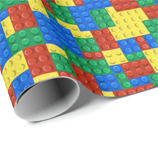 Papel De Presente Colorful Building Brick Toy Block Pattern (Ponta do rolo)