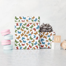 Papel De Presente Colorful Butterflies