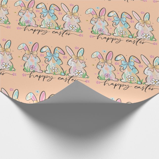 Papel De Presente Colorful Easter Bunnies with Bows (Ponta)