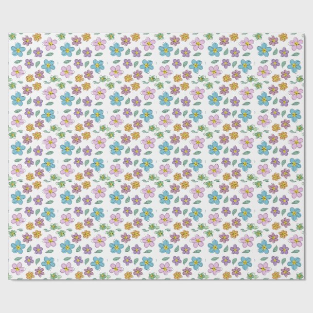 Papel De Presente Colorful floral print (Aberto)