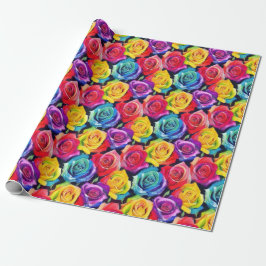 Papel De Presente Colorful flowers, bright watercolor roses print