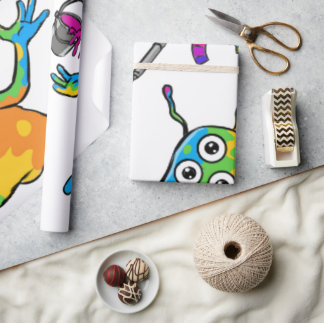 Papel De Presente Colorful Jelly Alien Juggling, Wrapping Paper