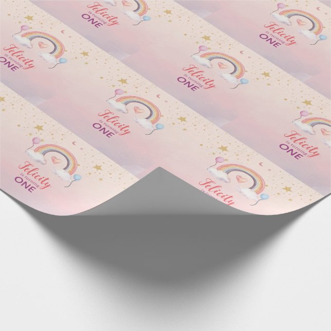 Papel De Presente Colorful Pastel Rainbow Girl Birthday (Ponta)