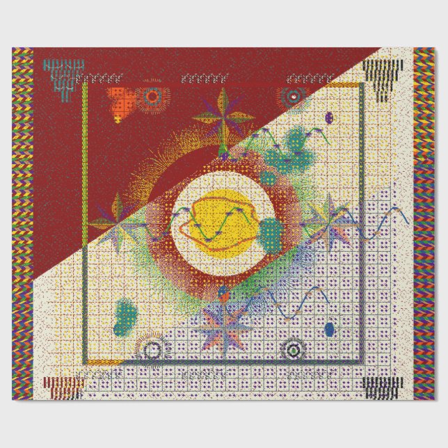 Papel De Presente Colorful Persian Carpet mandala pattern  (Aberto)