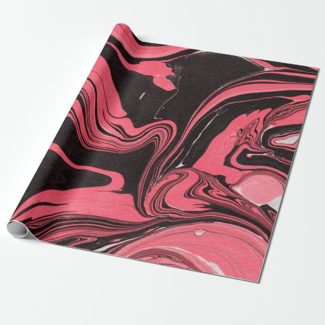 Papel De Presente Colorful red marble ink paper textures on white ba (Desenrolado)