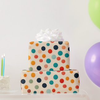 Papel De Presente Colorful Retro Polka Dot