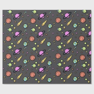 Papel De Presente Colorful Space Doodle Wrapping Paper