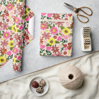 Papel De Presente Colorful Spring Floral Garden Gift Wrapping Paper