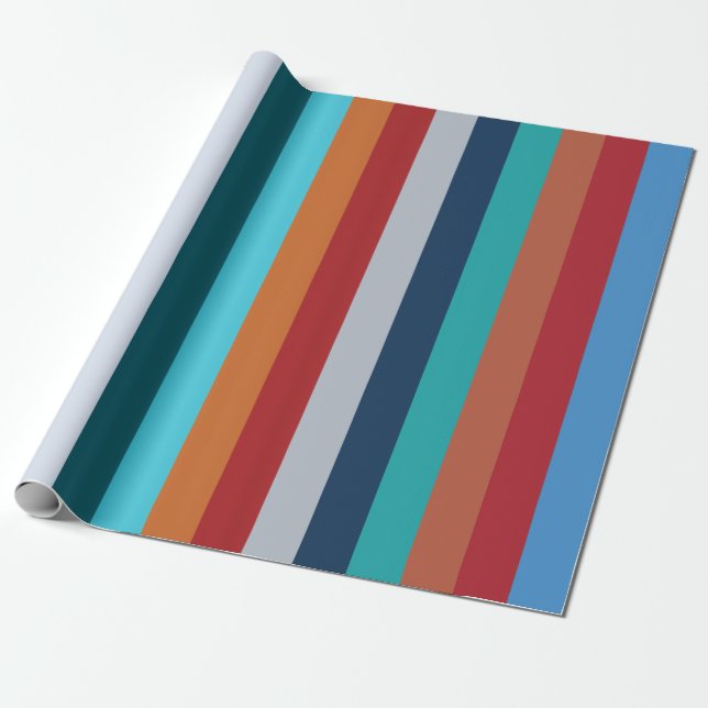 Papel De Presente Colorful Vertical Retro Stripes (Desenrolado)