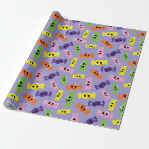 Papel De Presente Colorida Candies Purple Seamless Design