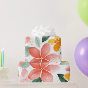 Papel De Presente Colorida Plumeria Havaí Floral Botânica Tropical