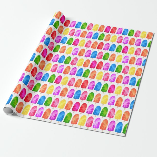 Papel De Presente Colorida Psicle Ice Lolly (Desenrolado)