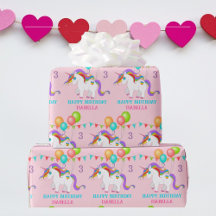 Colorida Unicorn Birthday Personalize Nome e Idade