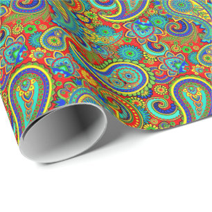 Papel De Presente Colorida Vintage Orante Paisley