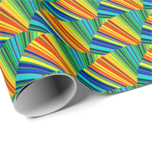 Papel De Presente Colorido Faixas Multicoloridas Radiante em Forma d