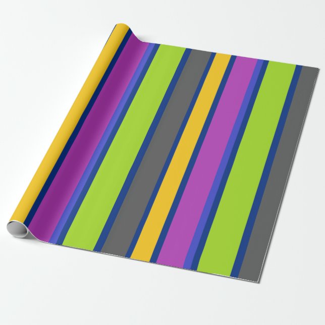 Papel De Presente Colorido Listrado  (Desenrolado)