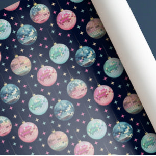Papel De Presente Colorido Pastel Disco Ball Ornaings Natal