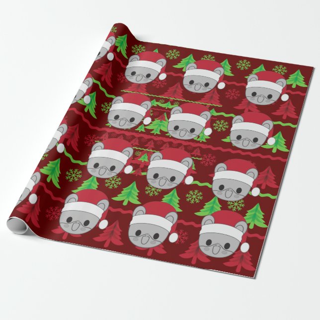 Papel De Presente Colorido Rato de Natal (Desenrolado)