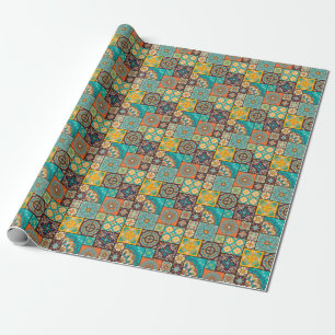 Papel De Presente Colorir Azulejo Islâmico sem costura