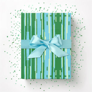 Papel De Presente Colorstack Ikat em Verde e Água