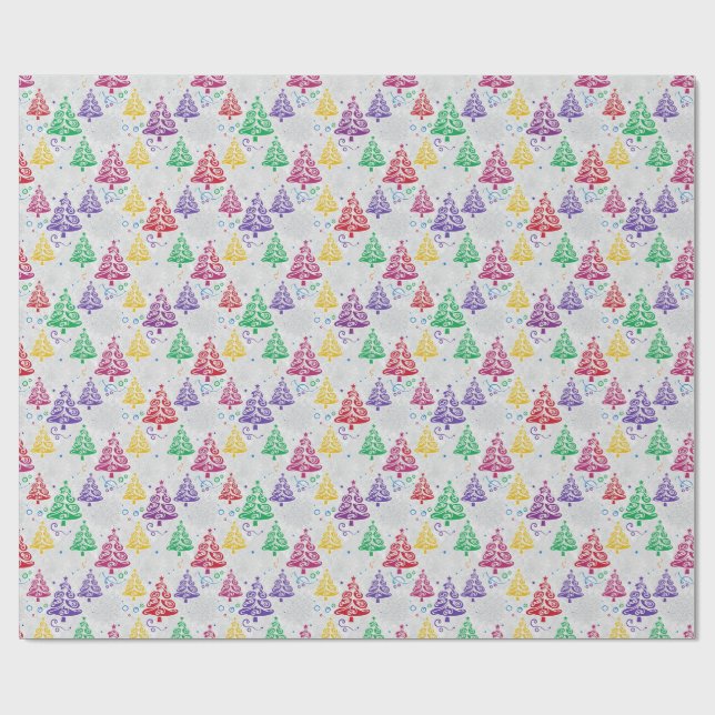 Papel De Presente Colourful Christmas Trees Xmas (Aberto)