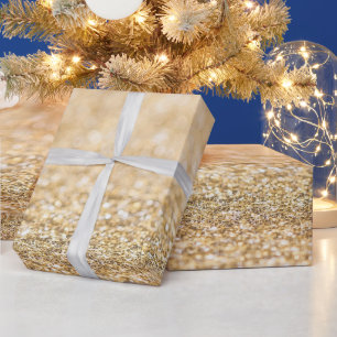 Papel de presente com brilho falso dourado champan