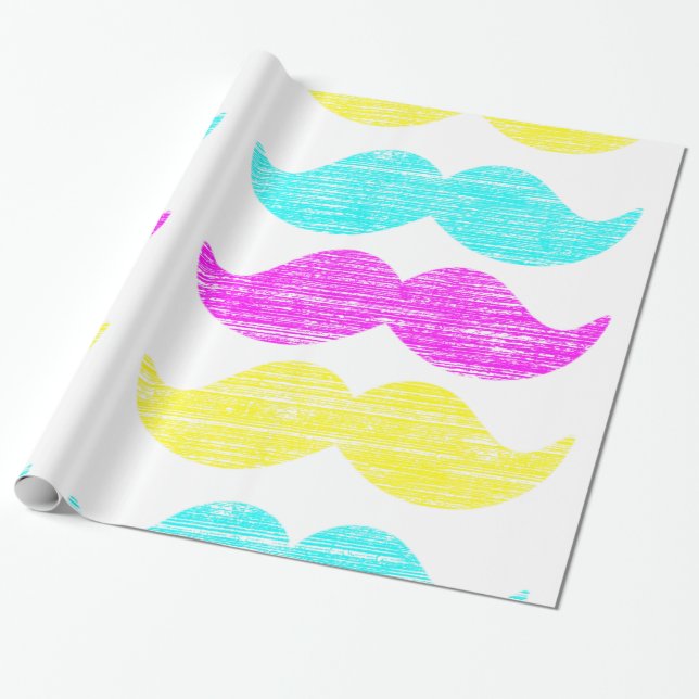 Papel de Presente com Estampa de Bigode Pop Art CM (Desenrolado)