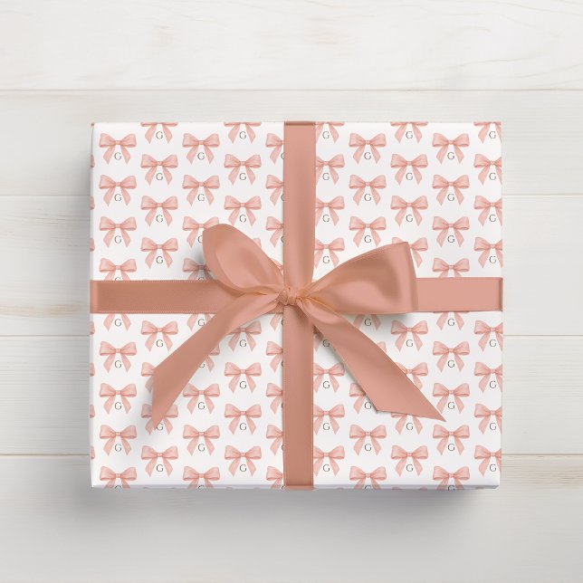 Papel de presente com laço de água-forte rosa Mono (Criador carregado)