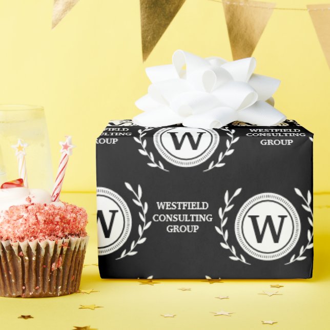 Papel de Presente com Monograma Elegante Profissio (Festa de aniversário)