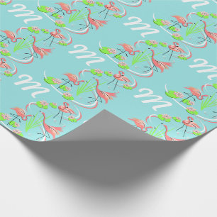 Papel de presente com monograma Flamingo Fandango 
