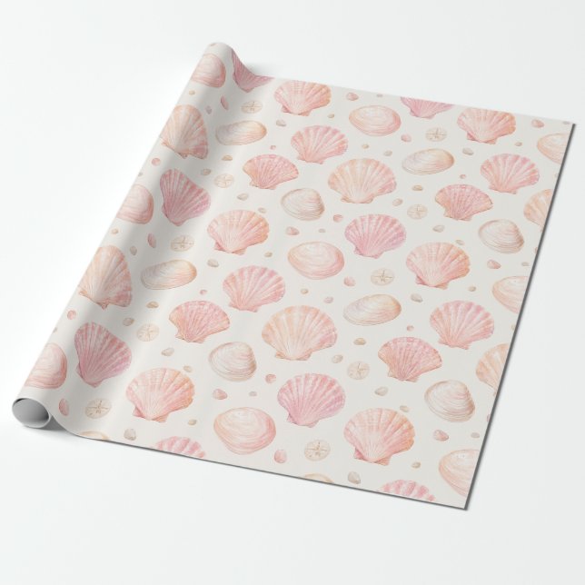 Papel de Presente com Padrão de Aquarela em Rosa B (Desenrolado)