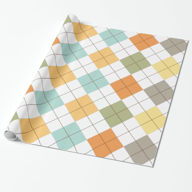 Papel de Presente com Padrão de Diamante Retro (Desenrolado)