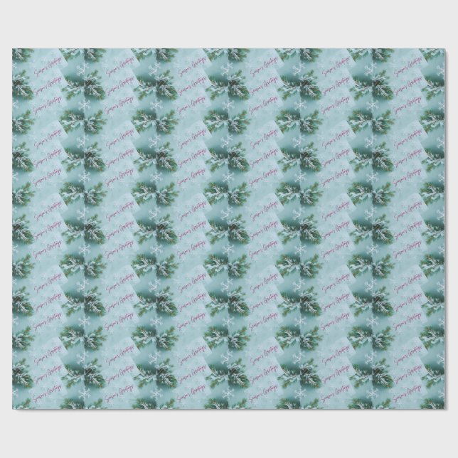 Papel de presente com padrão de flocos de neve (Aberto)
