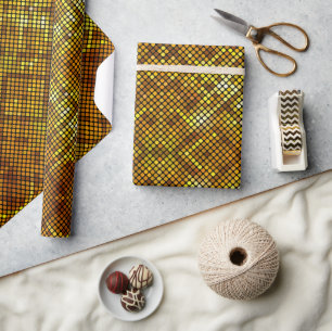 Papel de Presente com Padrão de Mosaico Dourado