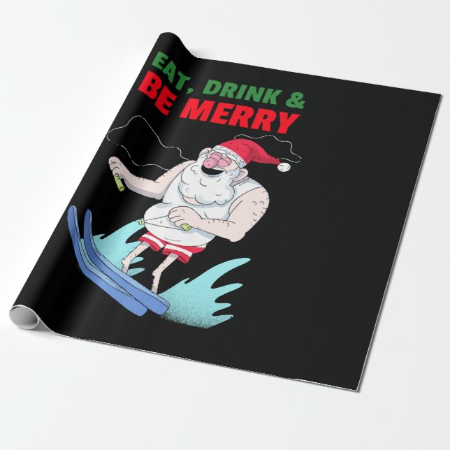 Papel De Presente Coma, Beba & Se Divirta Natal (Desenrolado)