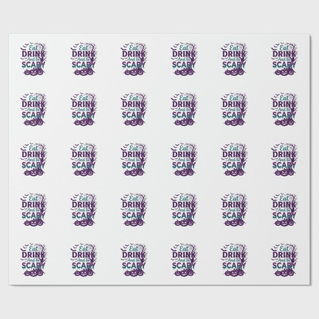 Papel De Presente Coma Beba Seja Assustador Halloween Aboboras Arvor (Aberto)