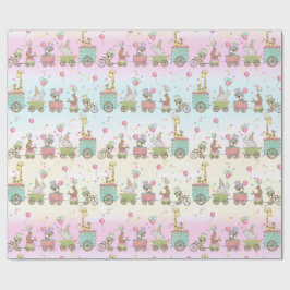 Papel De Presente Comboio de Circo de Animais de Bebês