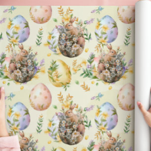 Papel De Presente Comemoração de coelho da Páscoa Floral primavera A