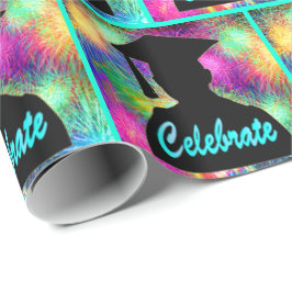 Papel De Presente Comemoração Silhouette De Graduação No Neon Firewo