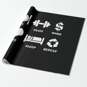Papel De Presente Comer Comboio Trabalho Adormecer Sono Repetir Gin