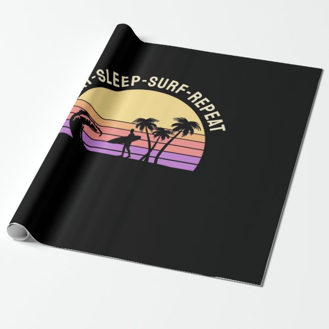 Papel De Presente Comer Dormir Surfar Repetir (Desenrolado)