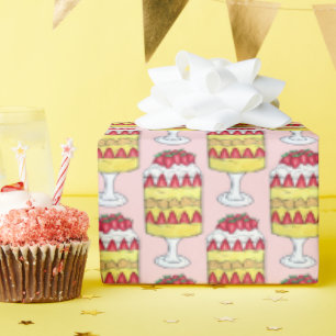 Papel De Presente Comida Britânica de Fruta de Trifle em Inglês