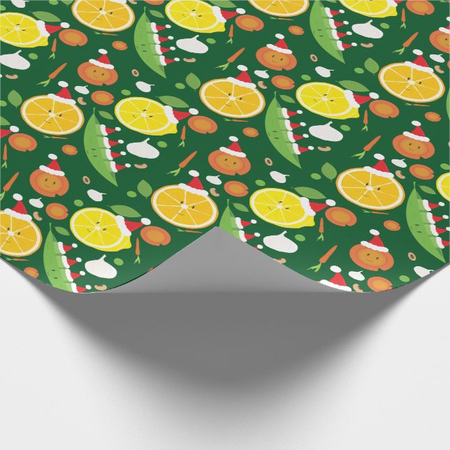 Papel De Presente Comida de padrões de Santa Hat com Fruta (Ponta)