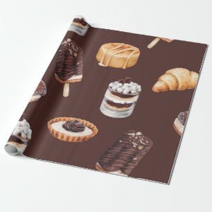 Papel De Presente comida esboço delicioso, belas sobremesas e pastr