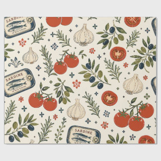 Papel De Presente Comida Italiana, Tomate Alho Mediterrâneo