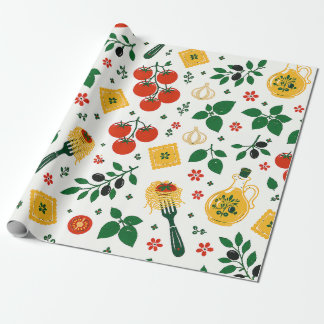 Papel De Presente Comida Italiana, Tomates Massa Alho & Azeite