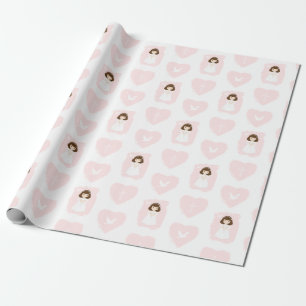 Papel De Presente Communion Dove Brunette Girl