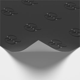 Papel De Presente Companhia Mínima de Monograma de Cinzas Negra