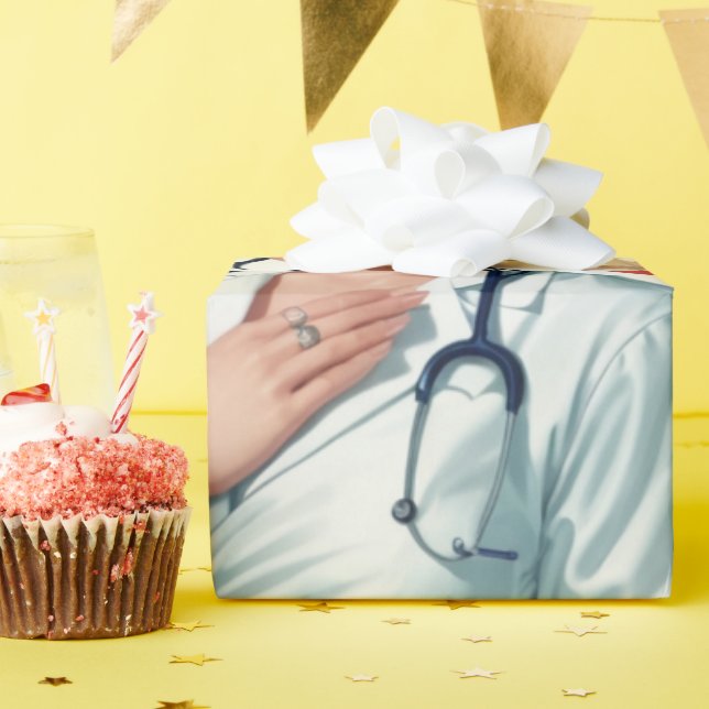 Papel De Presente Compassionate Nurse – Elegant Floral Art Illustrat (Festa de aniversário)