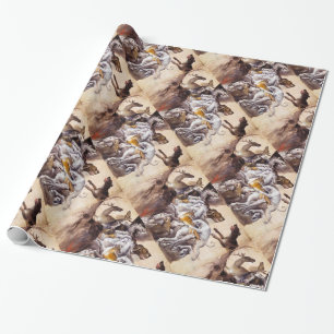 PAPEL DE PRESENTE COMPOSIÇÃO COM OS ANIMAIS, ELEVANDO CAVALOS,